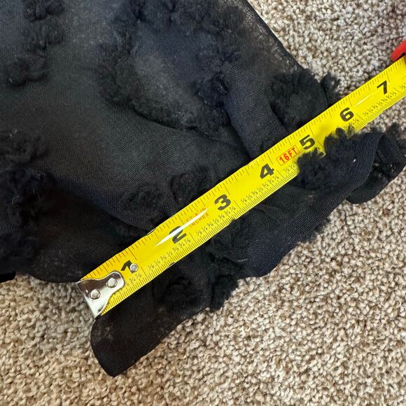 THML Women's Black Velvet Puff Sleeve Top Sheer Crewneck Size L Holiday Work - Picture 7 of 8